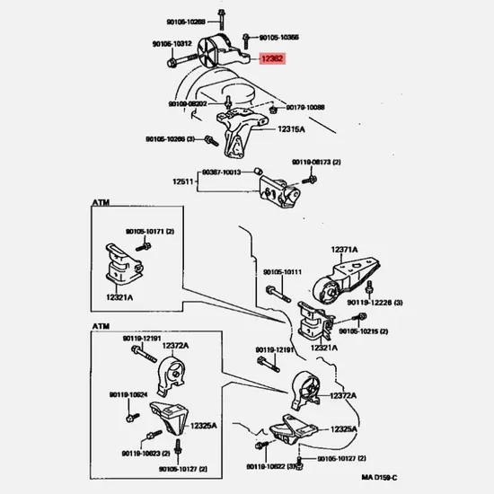 Auto Motor-Teile Motormontage Motor Montage 12362-11110 für Toyota-